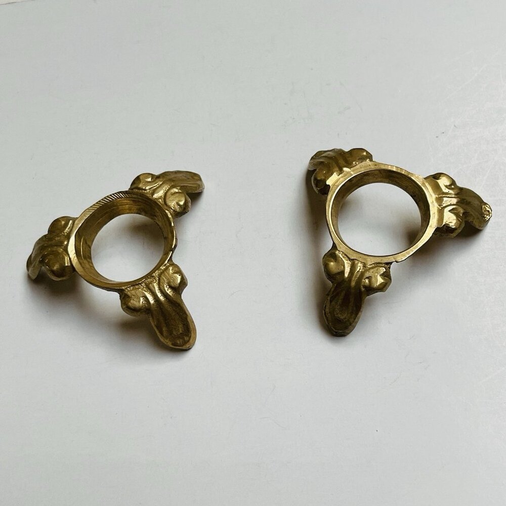Vintage Gold Tone Metal Egg Stand 3 Legs Display Decor 2 Pieces